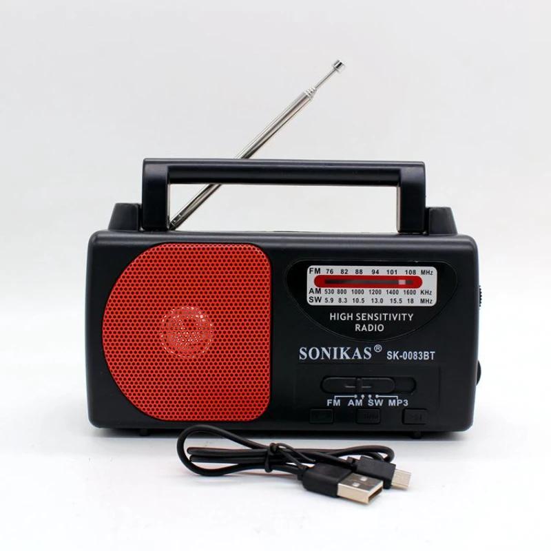 

2025 New Triple-band Radio Vintage Portable Plug-in Card Bluetooth Speaker FM Semiconductor Radios Am Fm SW Radio SK-0083BT червоний