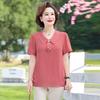 Mom's Stylish Summer Two-Piece Set: Chiffon Top & Short Sleeve T-Shirt for Middle-Aged Women