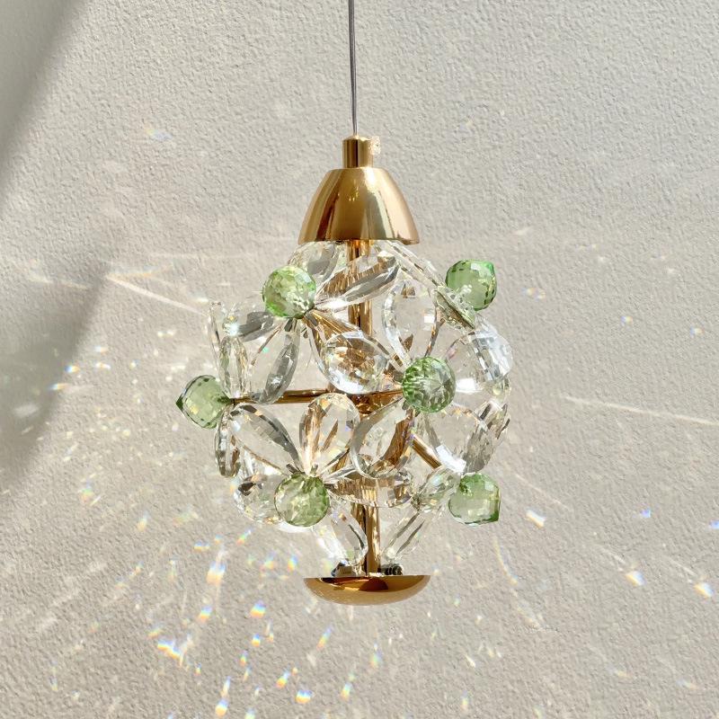 High-End French Floral Crystal Pendant Light for Bedroom or Hallway