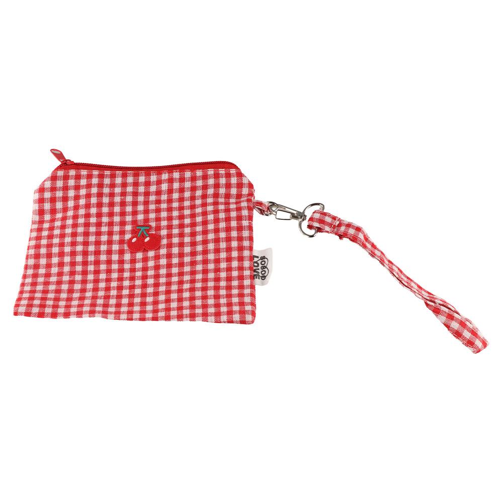 Toiletry Organizer Plaid Makeup Bags Large Capacity Canvas Coin Purse Cherry Cosmetic Bag Outdoor