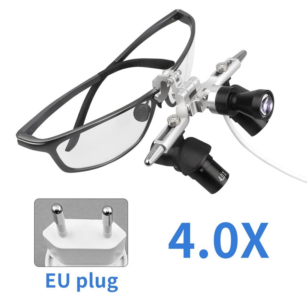 4X/5X6X Dental 48° Ergo Loupes Working Distance 350-450mm Surgical Head Mounted Loupes, 5W LED Headlamp Adjustable Optical Loupes