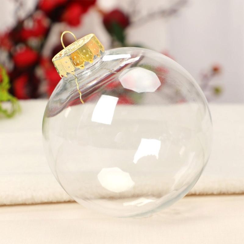 6Pcs/lot Clear Empty Christmas Ball Ornaments with Removable Gold/Silver Metal Hangers Great for Wedding Party Holiday