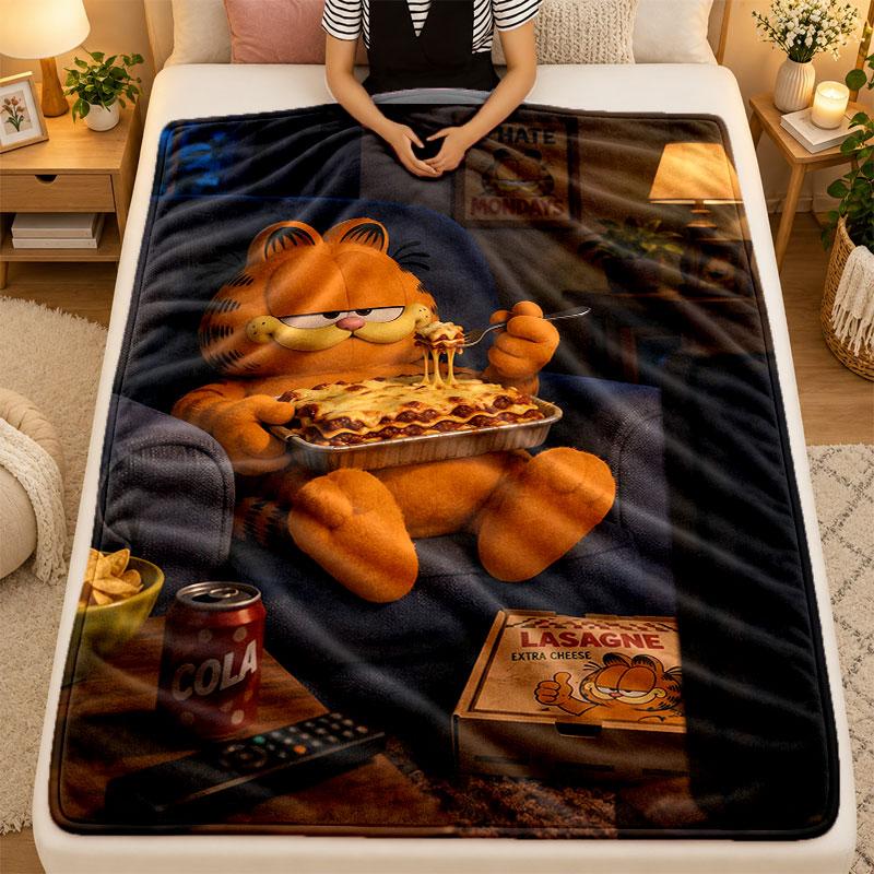 Flannel BlanketGarfield cartoon Warm Soft Throw Blanket for Indoor Sofa Bed Living Room Use