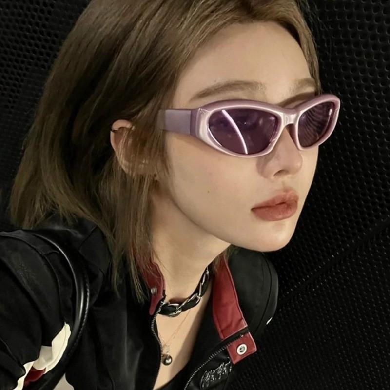 Vintage millennial babes yk riding gm sunglasses purple pink new European and American Internet celebrity babes sunglasses