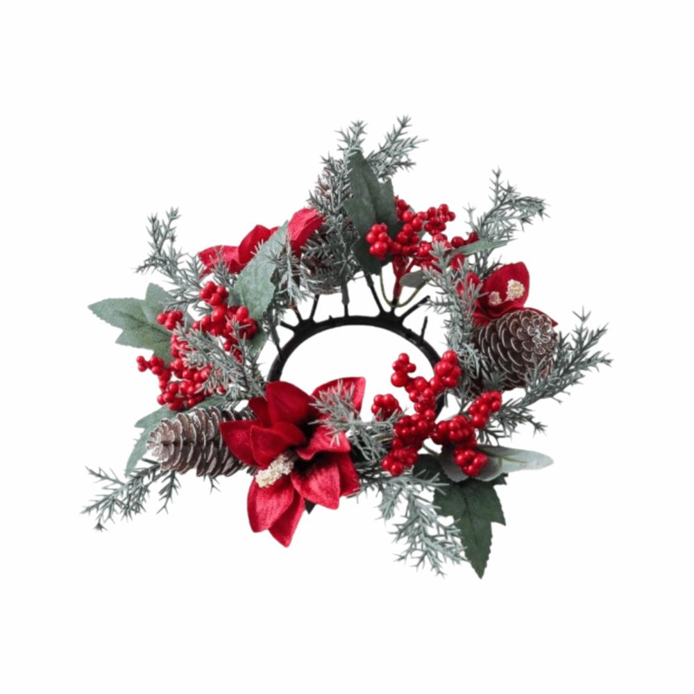 Plastic Christmas Candle Ring Artificial Pine Needle Table Centerpiece  Holiday Dinner Table