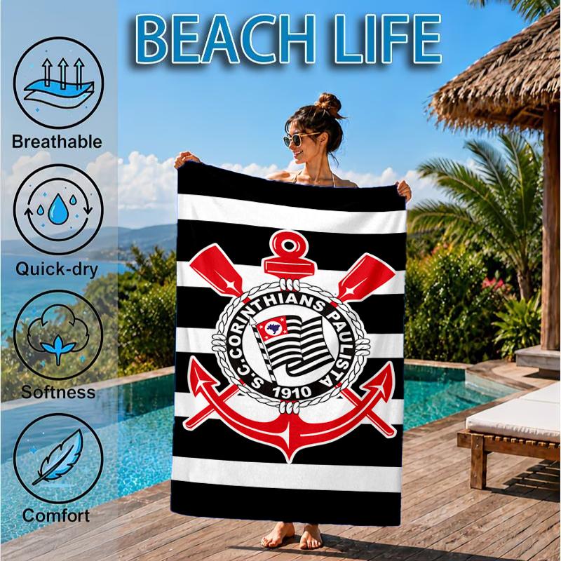 Football Club Emblem Beach Towel, Microfiber Beach Towel, Perfect For Pool, Beach, Travel, Home Decor Beach Party Fan gifts