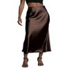 Elegant European-American Satin Midi Skirt with Slimming Drape