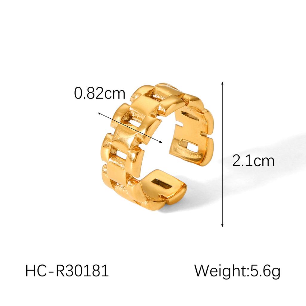 Fashionable geometric irregular stainless steel gold-plated open ring for women, light luxury non-fading titanium steel ring