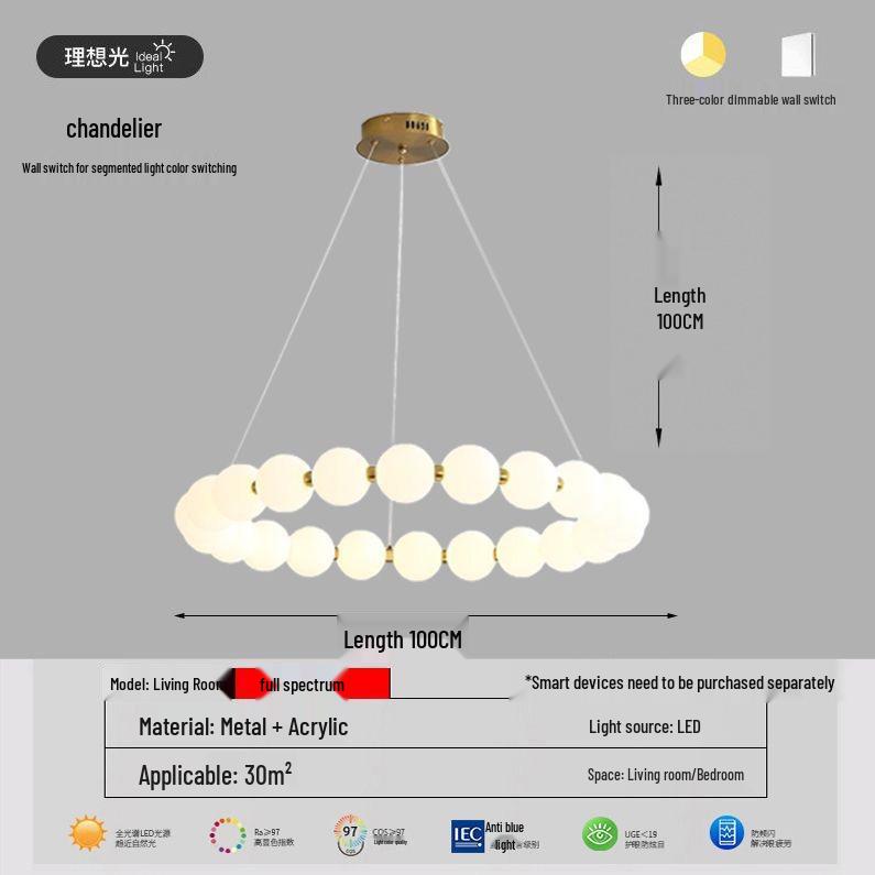 Italian Cream Minimalist LED Pendant Lamp for Living Room and Stairwell