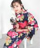 Yukata Set Junior Retro B Change Weave 2 Piece Set Heiko Girls All [KYOETSU] (Yukata, Obi) (150cm, 1. Flowers)