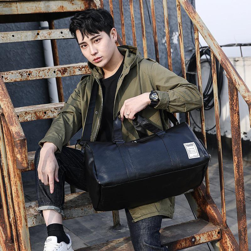 Αθλητική Τσάντα Γυμναστικής Unisex από PU Δέρμα με Χωρισμό Ξηρού/Υγρού για Ταξίδια Μικρών Αποστάσεων