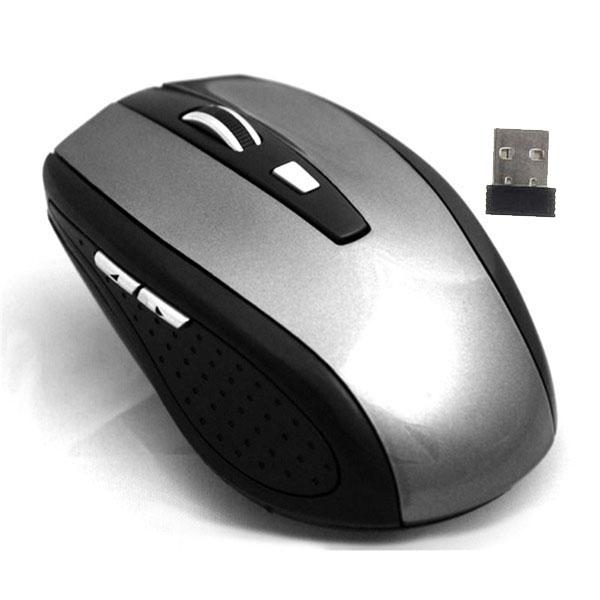 

Беспроводная мышь 2,4 ГГц, 6 кнопок, 1200 точек на дюйм, оптическая игровая мышь, мышь для ПК, ноутбука, настольного компьютера серый