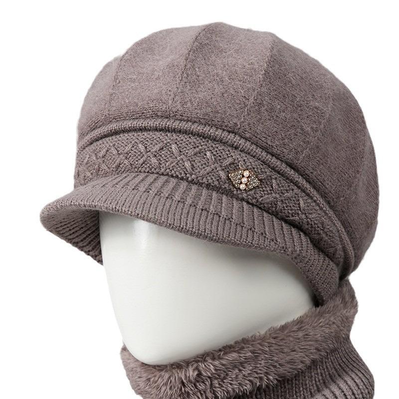 Kaninchenfell Strickwollmütze Kinder Herbst und Winter Vielseitig Winter Warm Kaltmütze Schirmmütze