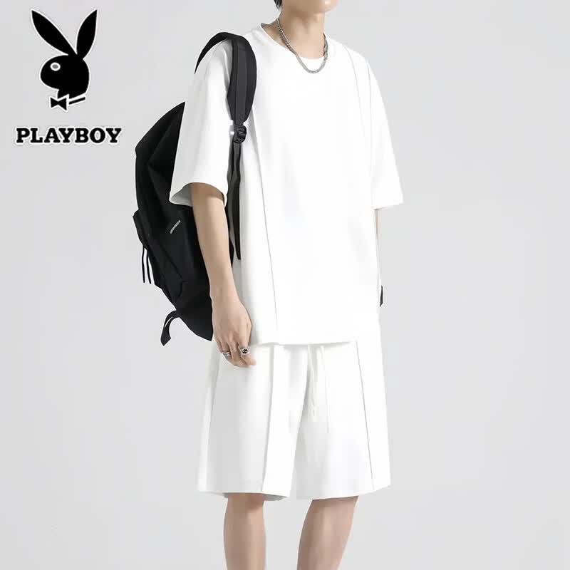 

PLAYBOY Men s Summer Ice Silk Quick-Dry Sport Casual Set L