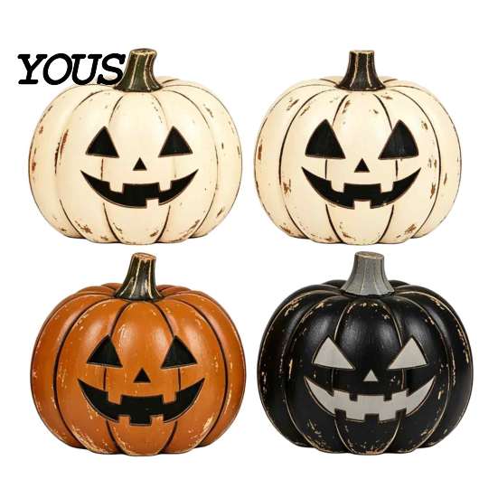 Multiuse Holiday Party Decorations 3/4Pcs Vintage Wooden Pumpkin Decor, Rustic Fall Tabletop Centerpiece, Farmhouse American Country Home Accents