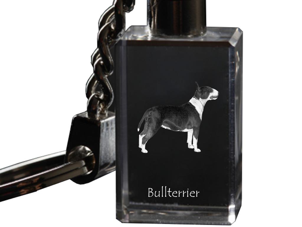 Bull Terrier, Bully - Crystal Key Ring with Dog Photo, Illuminated Key Ring, Unique Gift by Art-Dog Brand