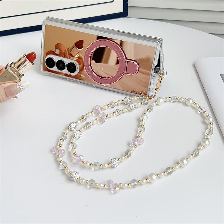 Applicable to Samsung ZFlip7 folding screen mirror magnetic suction bracket mobile phone case crossbody chain anti-drop ZFold7 protective case