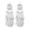 A Few Long Miao Silver Fringed Earrings Guizhou Miao Retro Temperament Earrings Women's Niche Yunnan Earrings