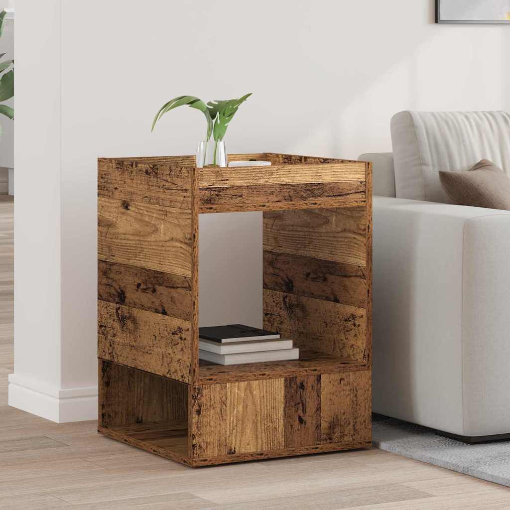 Side Table Reclaimed Wood Look 40 X 40 X 56 Cm Engineered Wood