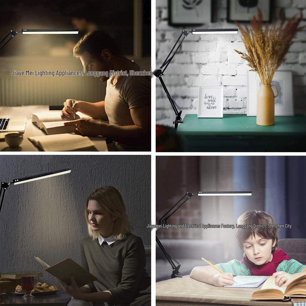 LED Eye Protection Desk Lamp, Student Dormitory Bedside Reading Light, USB Long Arm Folding Clip Lamp