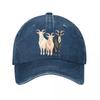 Modern Trio Goat Portrait Illustrati Washed Baseball Cap Outdoor For Womens Unisex FeUnisex Dad Hat