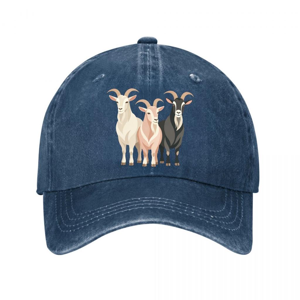 Modern Trio Goat Portrait Illustrati Washed Baseball Cap Outdoor For Womens Unisex FeUnisex Dad Hat