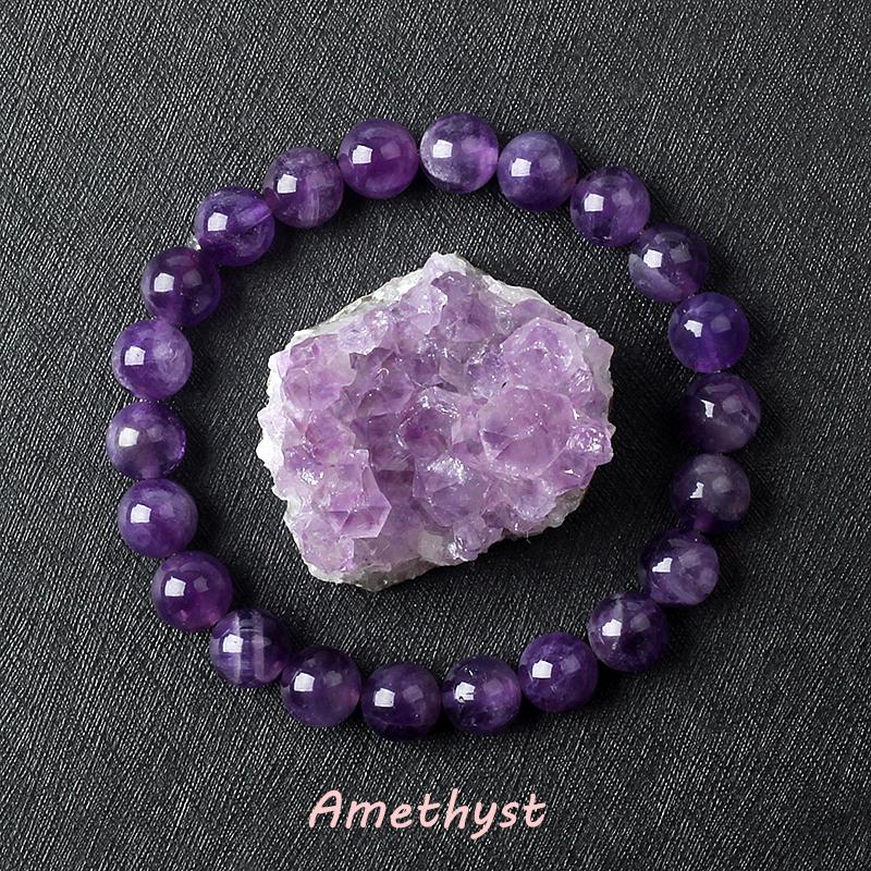 Geniune Amethyst Natural Crystal Bracelet for Women Pulsera Amethust Bracelet Made of Real Natural Stone Beads Body-Purifying