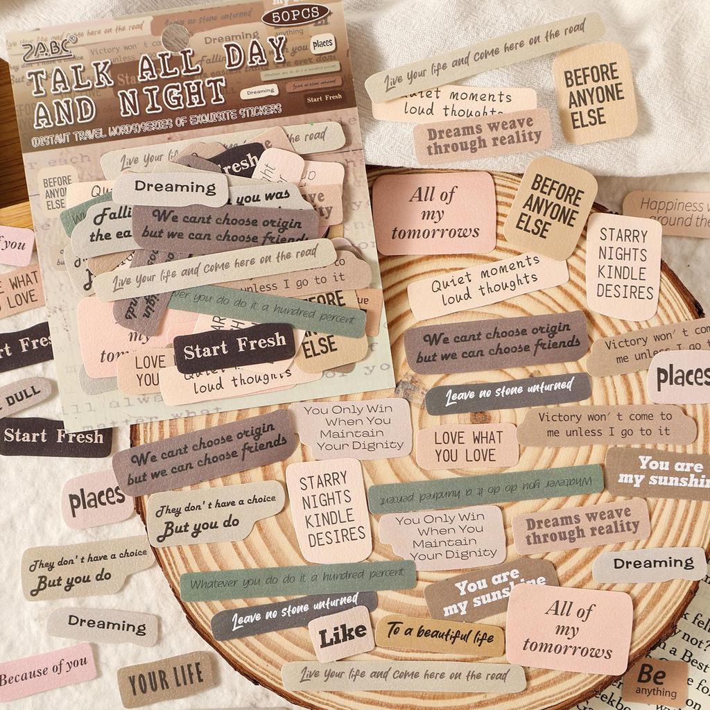 ZABC Far Away Travel Sticker Pack: 50 Retro English Word Sheets, 6 Styles