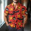Men's Fashion Casual Loose Halloween Printed Short Sleeve Shirt