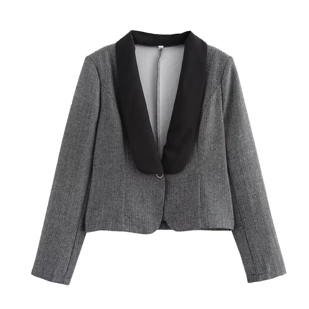 2024 Fall Women's European & American Fashion: Simple Short Jacket & Midi Skirt Set