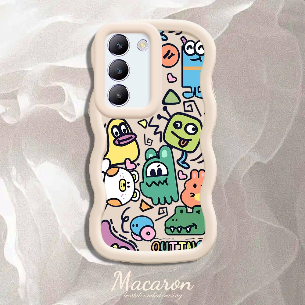 

Окрашенный узор Big Wave Edge Мягкий силиконовый материал Macaron чехол для телефона противоударный защитный резиновый чехол для OnePlus Vivo Motorola Moto Vivo V30 Pro 5G