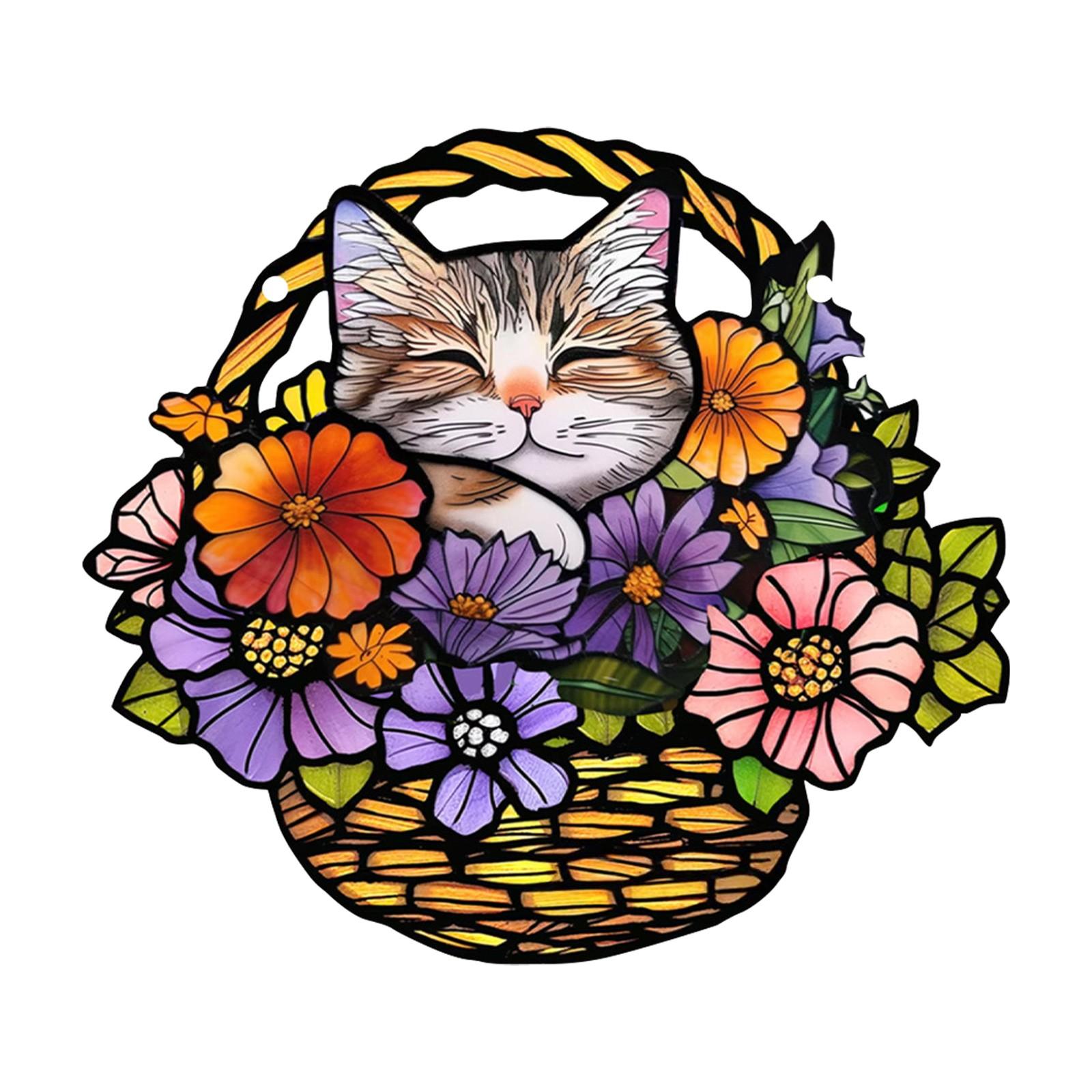 

Художественный цветок, расписанный украшением окна, подвесной акриловый декор окна, креативное освещение, подвесной светильник для дома, подвесной светильник One Size