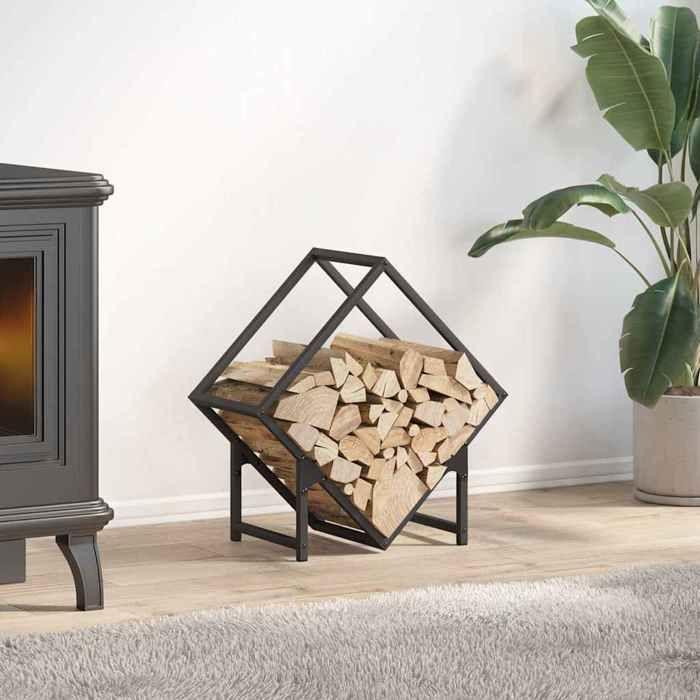 VidaXL Portant de bois chauffage noir 50x25x50 cm, support à bûches de cheminée, support à bûches, support à bûches, 864275
