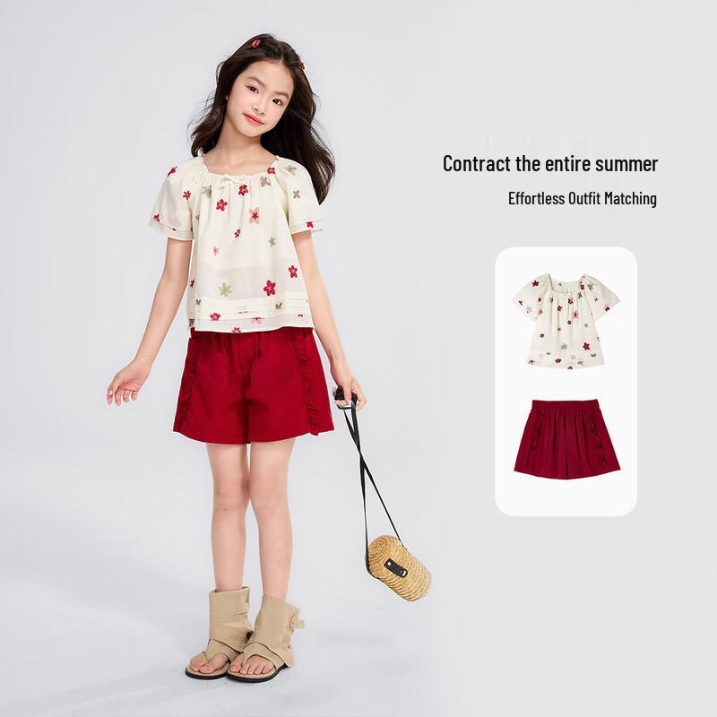 Blouse en coton à manches bouffantes florales pour filles Yuan Yuan Princess