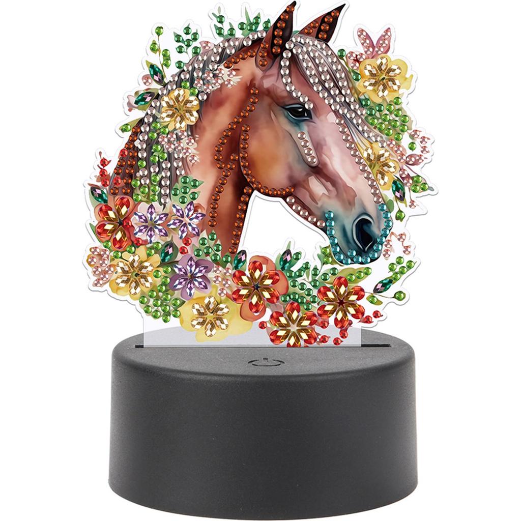 Cute Animal Diamond Painting LED Lamp with Tools 5D DIY Diamond Painting LED Light Acrylic for Bedroom Living Room Home Office