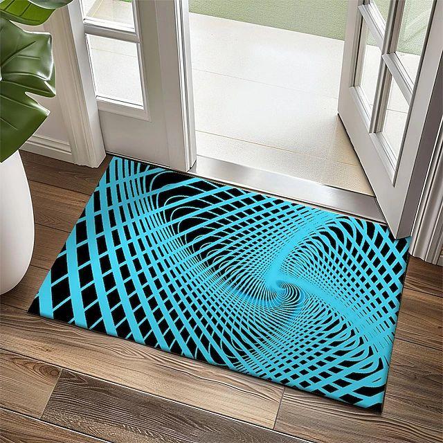 

Blue Neon Grid Printed Carpet Abstract Geometric Printed Door Mat Living Room Bedroom Entrance Decoration Floor Mat 40cm x 60cm