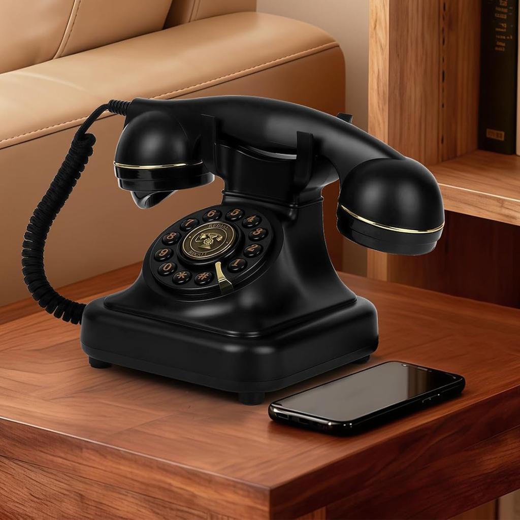 Bluetooth Retro-Telefon mit Freisprecheinrichtung, kabellos, USB-wiederaufladbar, altes Festnetztelefon zum Telefonieren und Musikhören