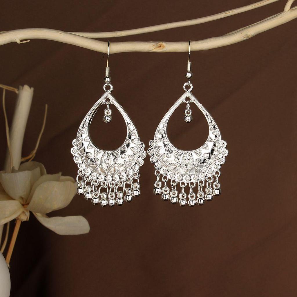 Retro Miao Silver Tassel Earrings: Ethnic Yunnan Long Dangle Women's Jewelry