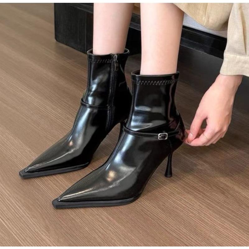 Fashion New Popular Luxury Spring Autumn Women Ankle Boots Fashion Ladies Pointed Toe Short Booties Elegant Thin High Heel Women's Boots