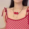 Cherry Pendant Necklace Women Sweet Necklace Playful Necklace Glass Texture for Everyday Wear or Special Occasions