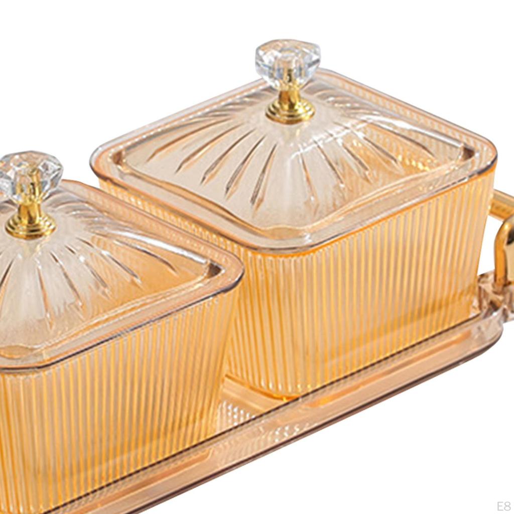 Dried Fruit Plate Nuts with 3 Small Bowls Food Storage Box Snack Candy Dish for Hotel Holiday