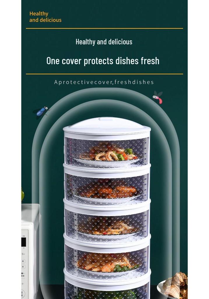 Breathable Insect-Proof Kitchen Storage Rack with Thickened Vegetable Cover and Overnight Dish Insulation