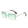 Vintage Brown Square Sunglasses Woman Luxury Brand Small Rectangle Sun Glasses Female Gradient Mirror Rimless Oculos De Sol
