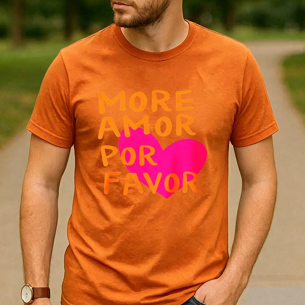Y2K RoUnisextic Streetwear Cotton T Shirt Unisex More Amor Por Favor Spanish Love Quote Pink Heart Graphic Aesthetic Casual Tee