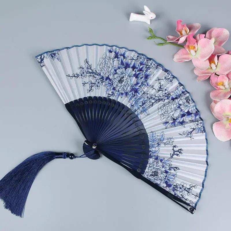 Vintage Chinese Style Portable Folding Fan Party Wedding Dance Hand Fans Summer Bamboo Craft Gift Room Decoration Ornaments New