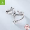 S925 Sterling Silver Starry Open Ring, Personalized Niche High-End Double-Layer Star Ring