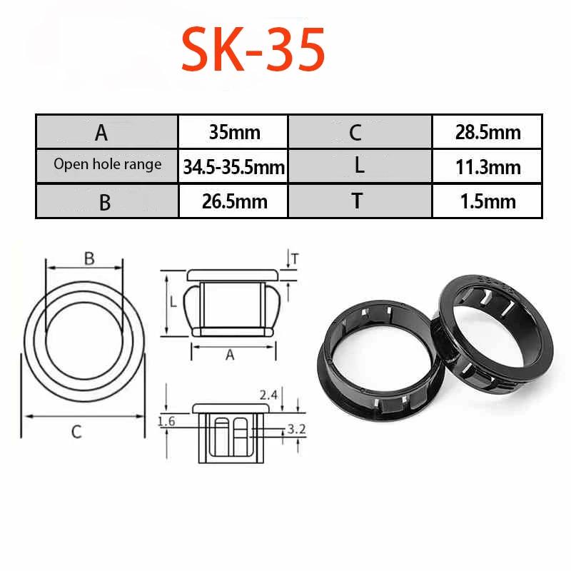 Protective Ring Black Round Nylon Snap-on Wire Grommet Computer Desk Wire Hole Cover Seal Ring Hole Plug Cable Protector