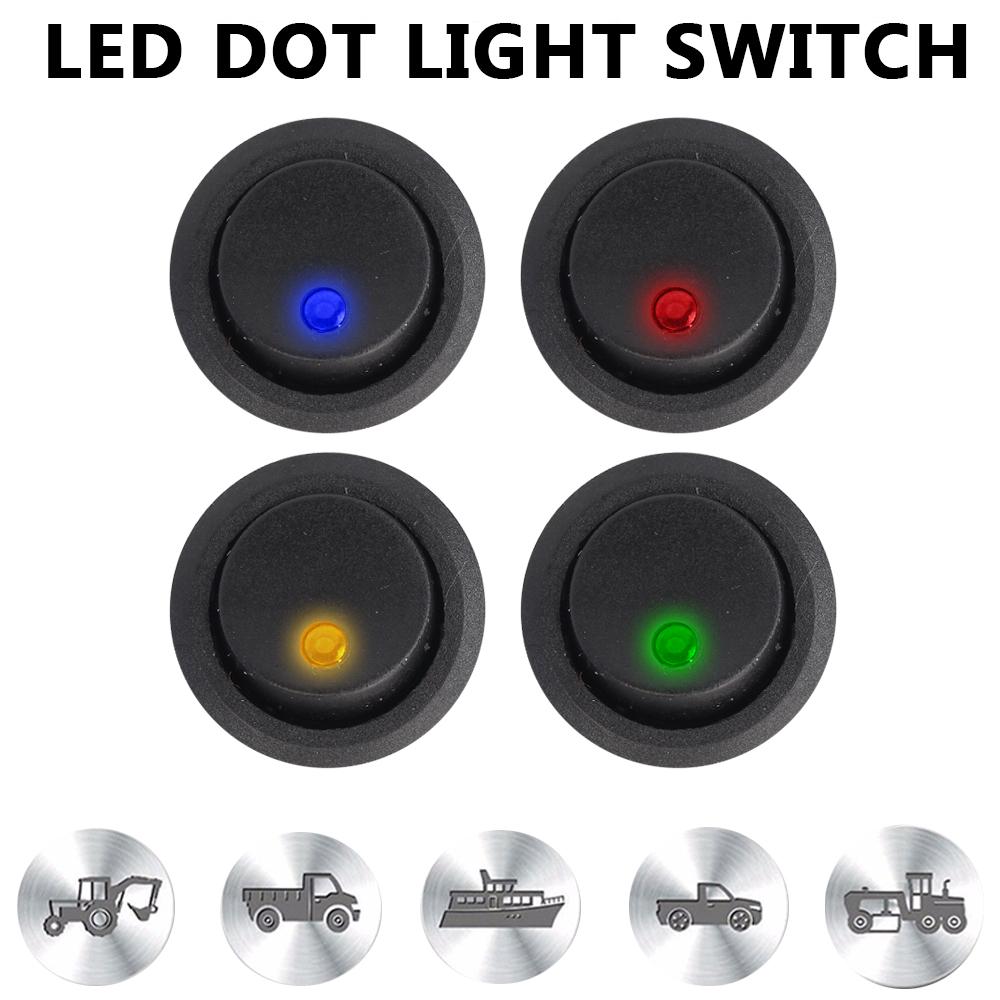 5 Pieces Car Pushbutton Switch 12V ON/OFF Luminescence Toggle Switches Round Rocker Dot Switch LED Light Waterproof