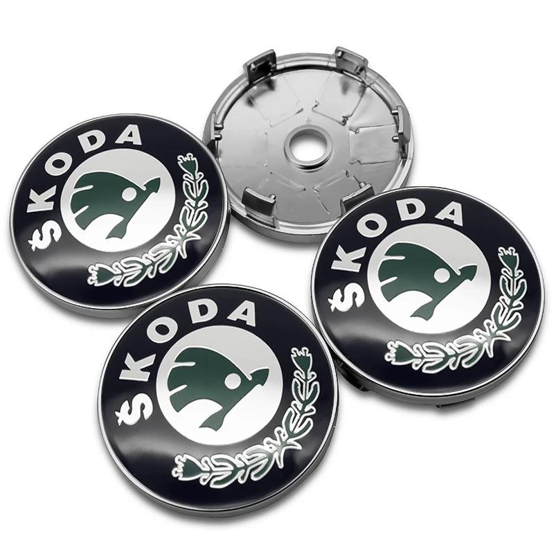2025 Fierbinte 4 buc 56mm+60mm Capac Centru Jantă Roată Mașină Capac Jantă Embleme Autocolante Pentru Skoda Rapid Octavia A5 RS Kodiaq Fabia A7 2022 Ac