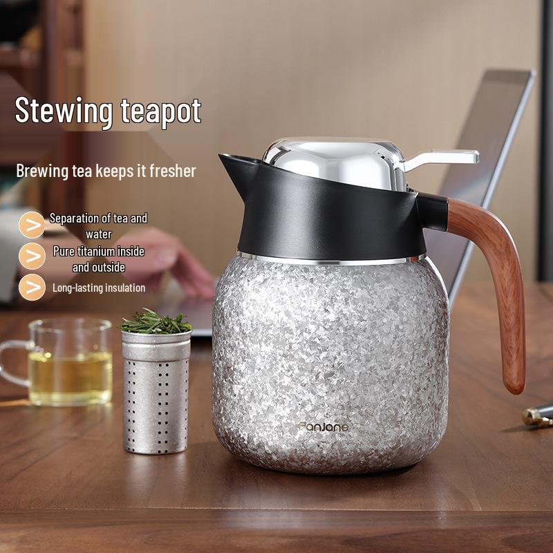 Pure Titanium Moka Pot 2025: Portable Insulated Teapot for Tea & Water Separation (White Tea & Pu-erh).